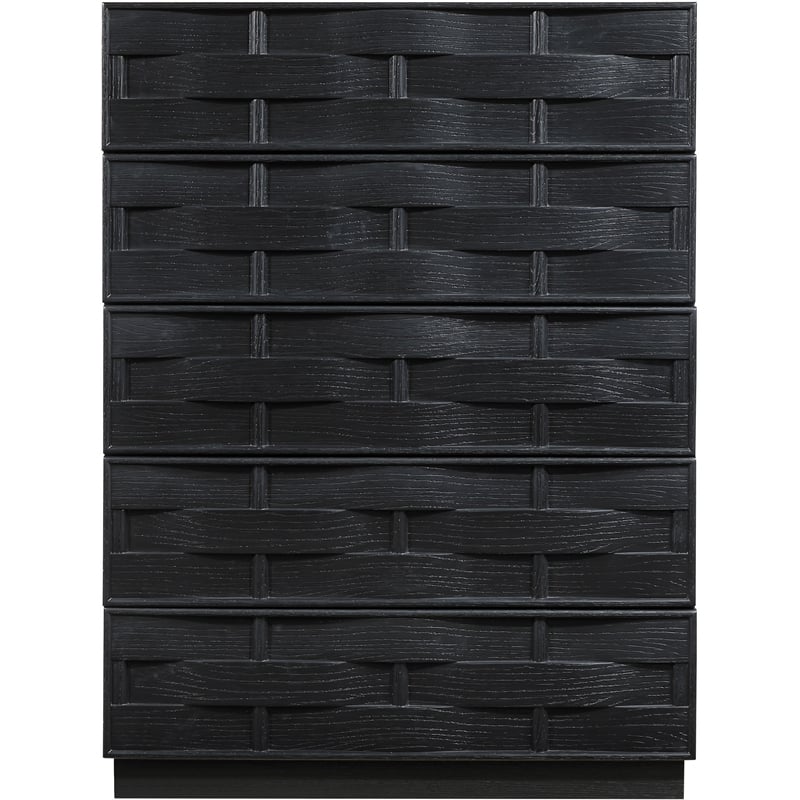 Meridian Furniture Weave Black Oak Veneer Chest
