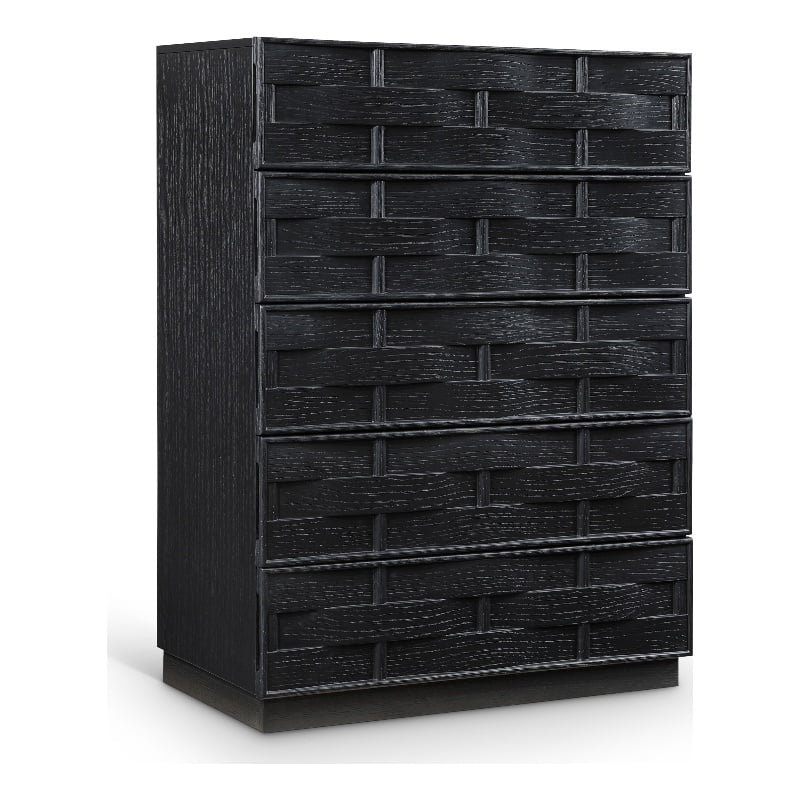 Meridian Furniture Weave Black Oak Veneer Chest
