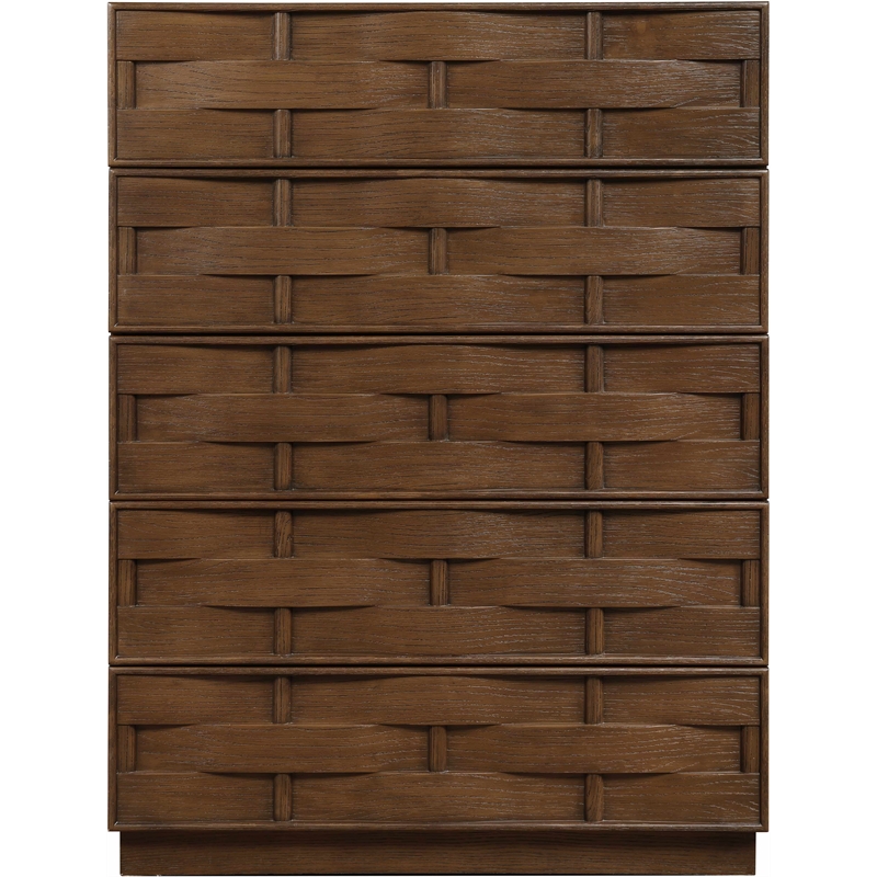 Meridian Furniture Weave Brown Oak Veneer Chest