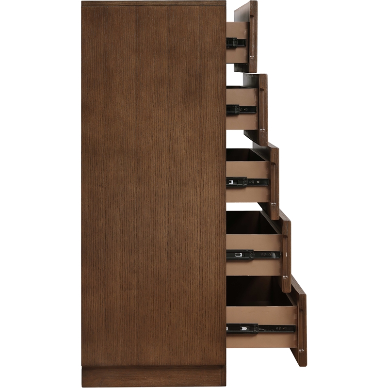 Meridian Furniture Weave Brown Oak Veneer Chest