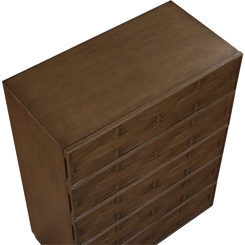 Meridian Furniture Weave Brown Oak Veneer Chest