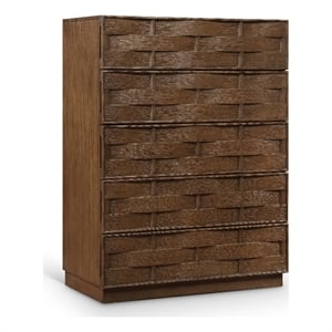 Meridian Furniture Weave Brown Oak Veneer Chest