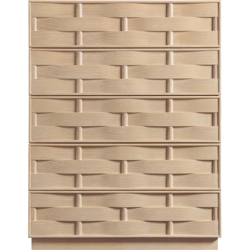 Meridian Furniture Weave Natural Oak Veneer Chest