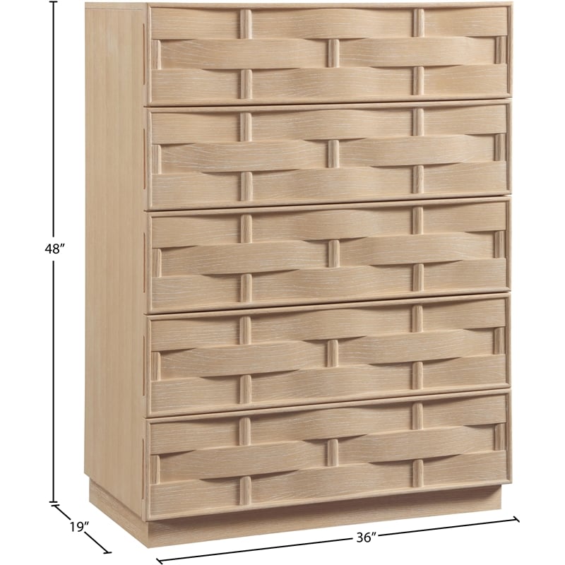 Meridian Furniture Weave Natural Oak Veneer Chest