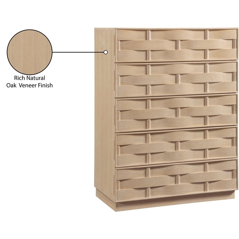 Meridian Furniture Weave Natural Oak Veneer Chest