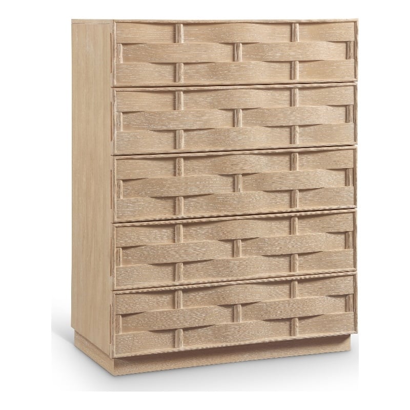 Meridian Furniture Weave Natural Oak Veneer Chest