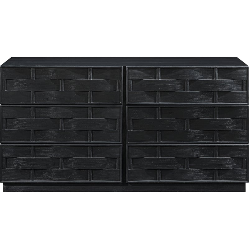 Meridian Furniture Weave Black Oak Veneer Dresser