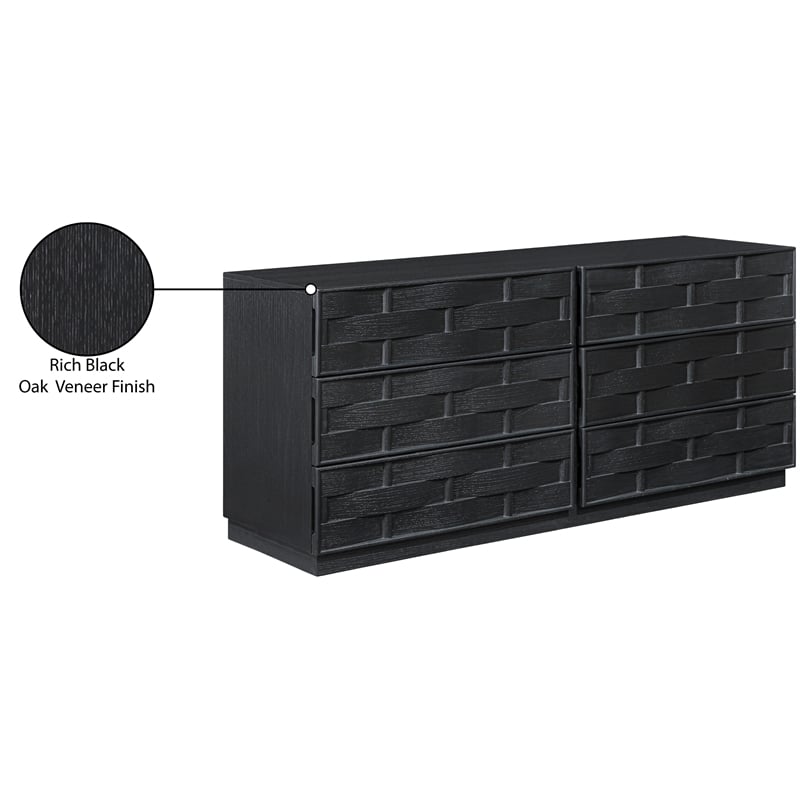 Meridian Furniture Weave Black Oak Veneer Dresser