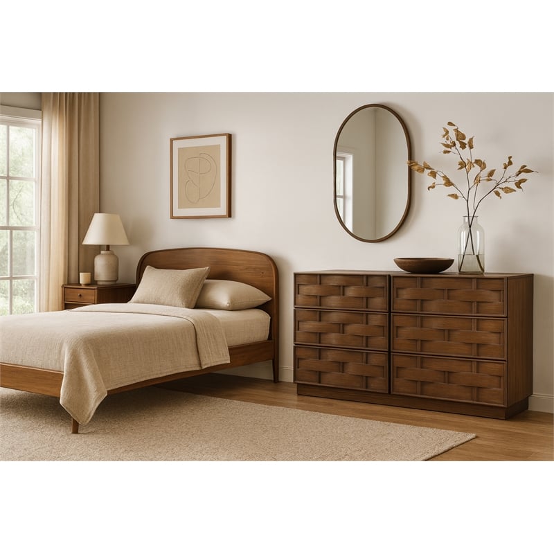 Meridian Furniture Weave Brown Oak Veneer Dresser