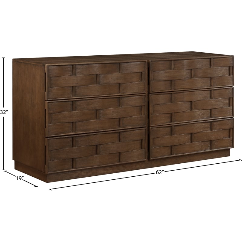 Meridian Furniture Weave Brown Oak Veneer Dresser