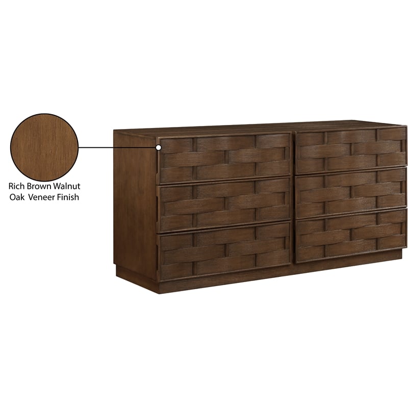Meridian Furniture Weave Brown Oak Veneer Dresser