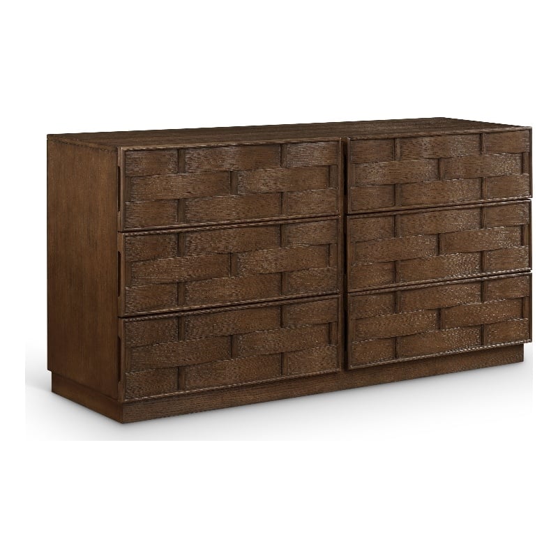 Meridian Furniture Weave Brown Oak Veneer Dresser