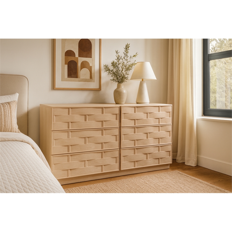 Meridian Furniture Weave Natural Oak Veneer Dresser