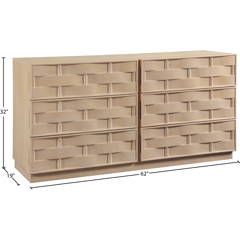 Meridian Furniture Weave Natural Oak Veneer Dresser