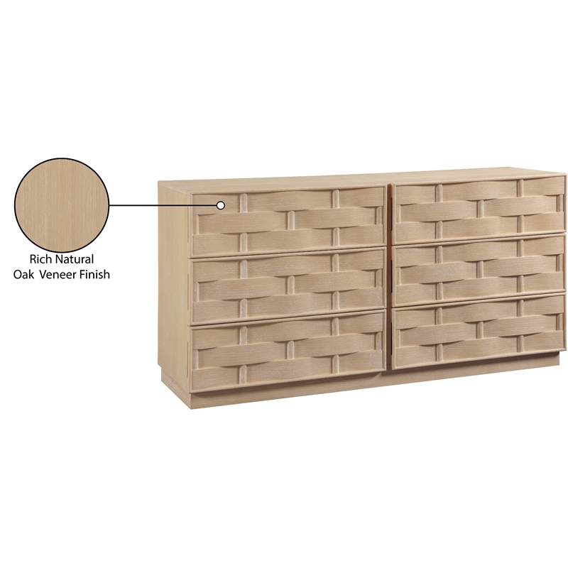 Meridian Furniture Weave Natural Oak Veneer Dresser