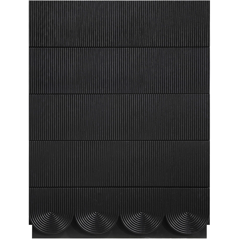 Meridian Furniture Scallop Black Oak Veneer Chest