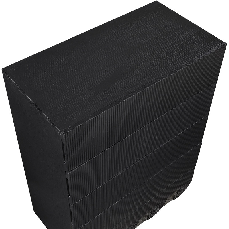 Meridian Furniture Scallop Black Oak Veneer Chest