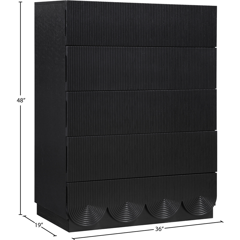 Meridian Furniture Scallop Black Oak Veneer Chest