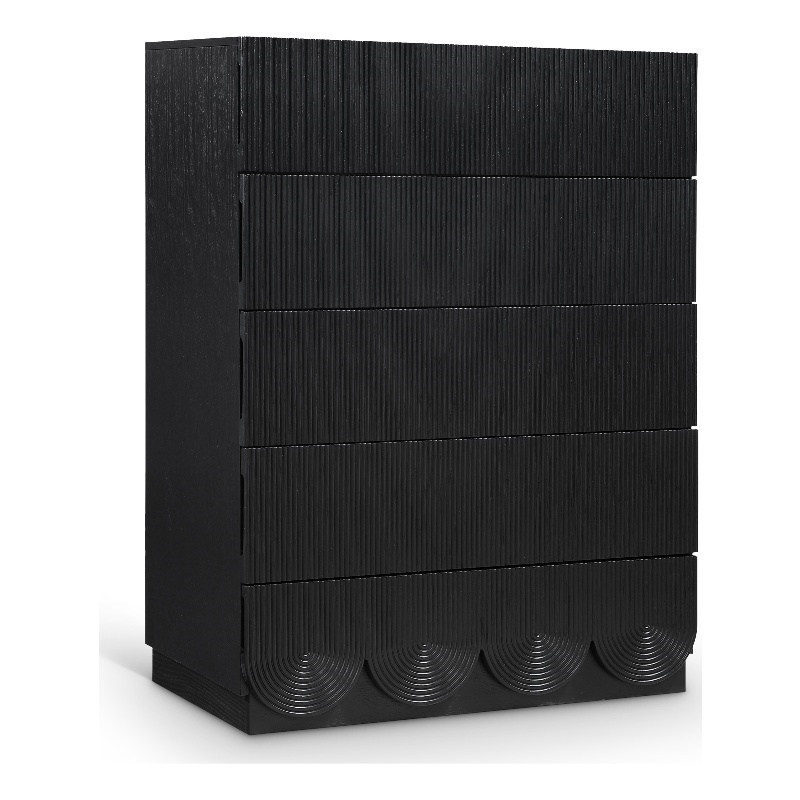 Meridian Furniture Scallop Black Oak Veneer Chest