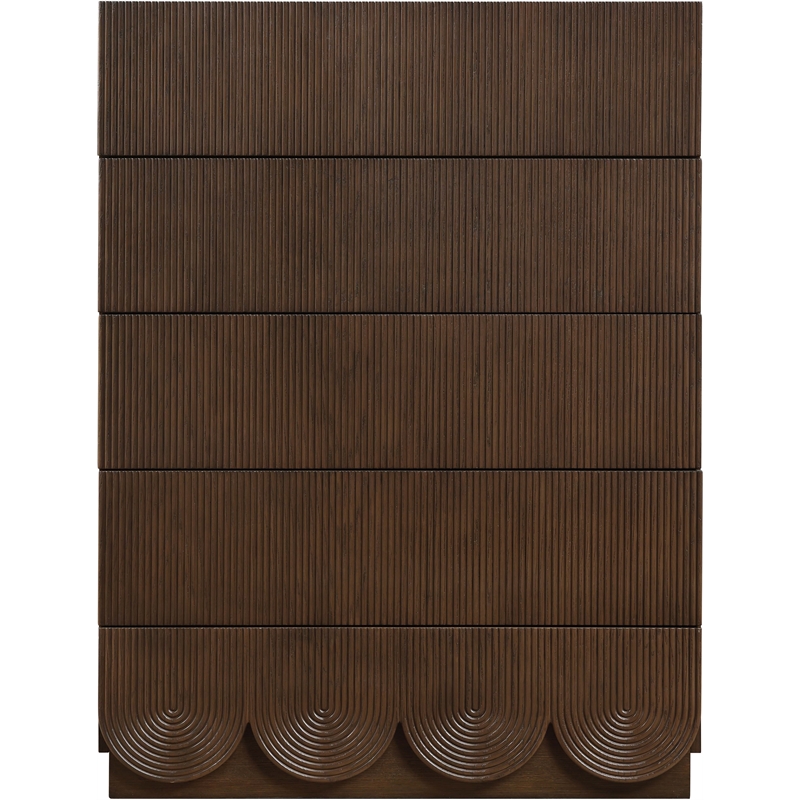 Meridian Furniture Scallop Brown Oak Veneer Chest