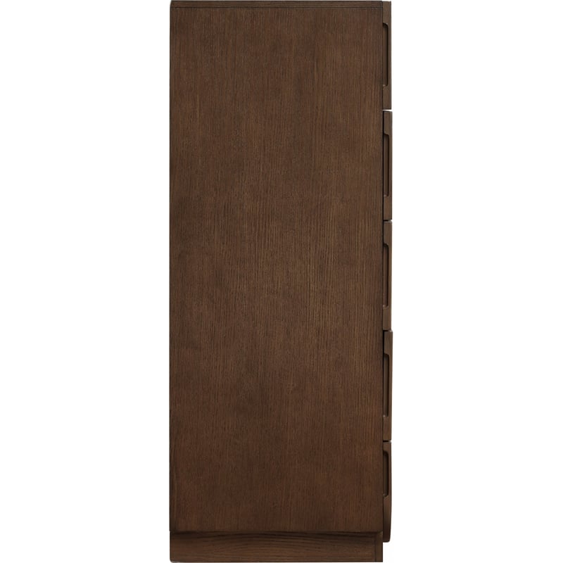Meridian Furniture Scallop Brown Oak Veneer Chest