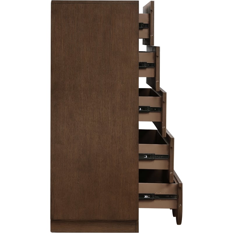 Meridian Furniture Scallop Brown Oak Veneer Chest
