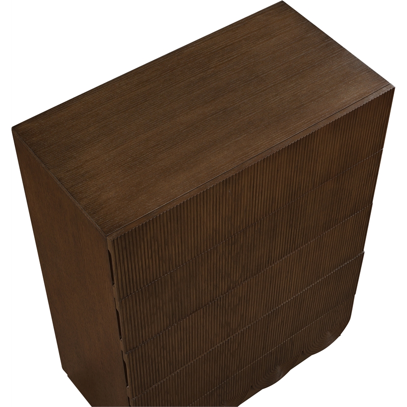Meridian Furniture Scallop Brown Oak Veneer Chest