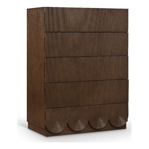 Meridian Furniture Scallop Brown Oak Veneer Chest