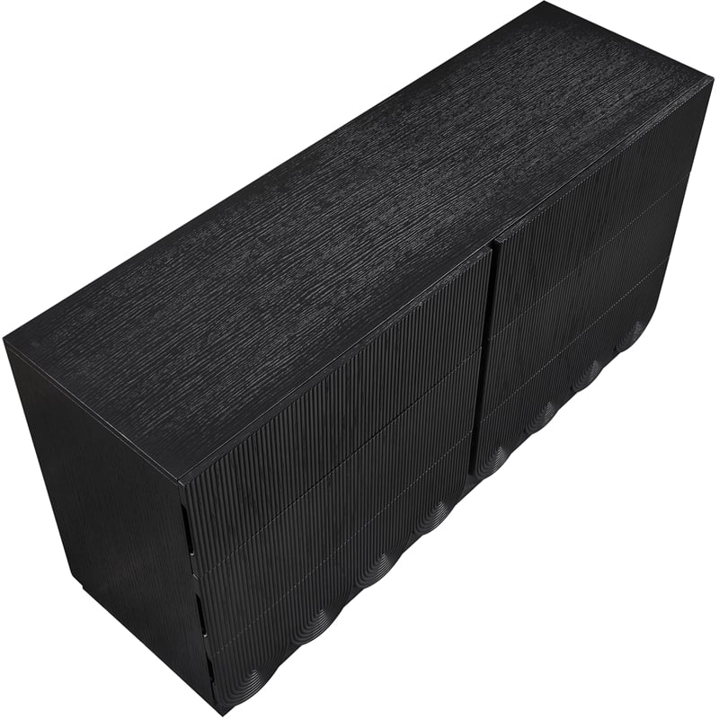 Meridian Furniture Scallop Black Oak Veneer Dresser