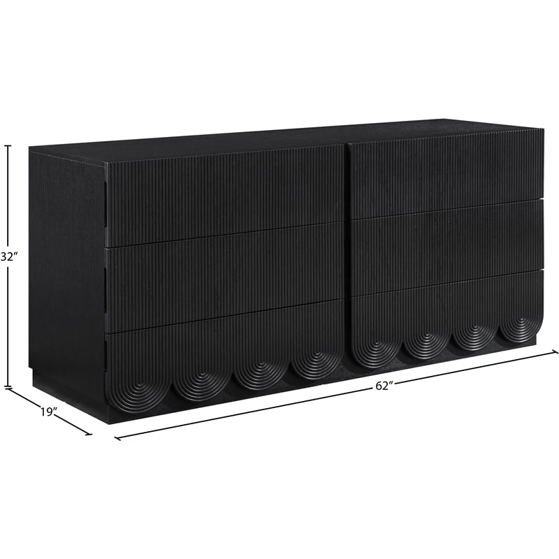 Meridian Furniture Scallop Black Oak Veneer Dresser