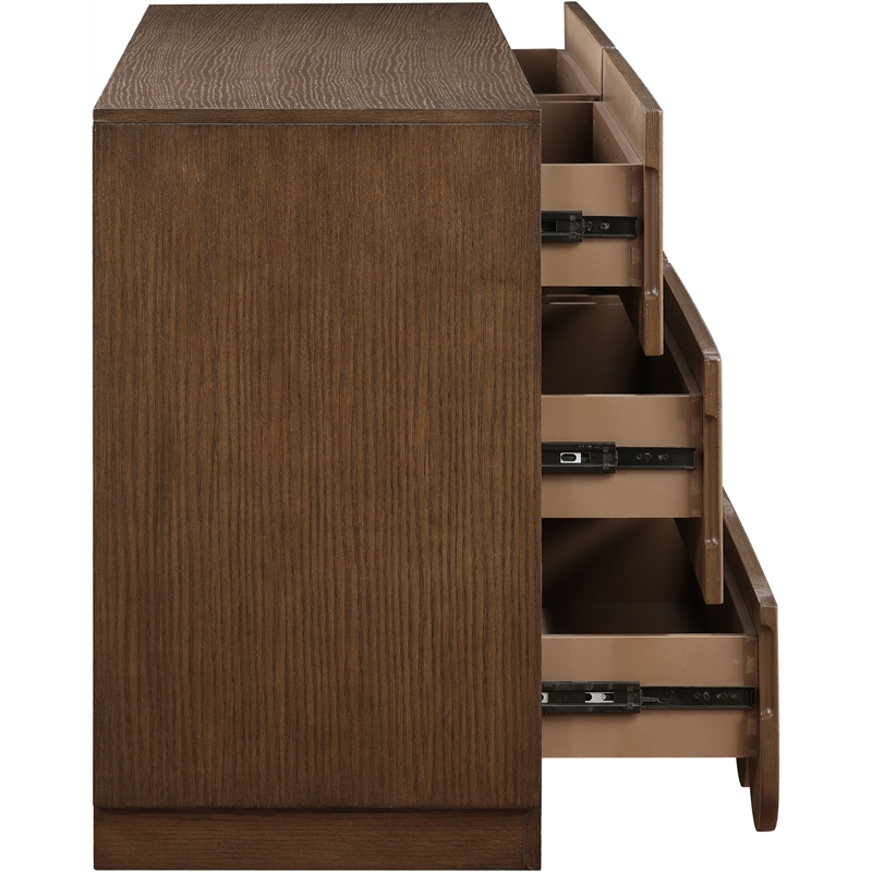 Meridian Furniture Scallop Brown Oak Veneer Dresser