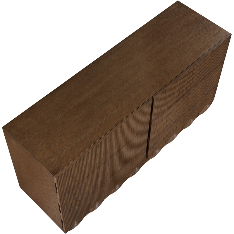 Meridian Furniture Scallop Brown Oak Veneer Dresser