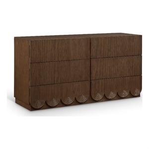 Meridian Furniture Scallop Brown Oak Veneer Dresser
