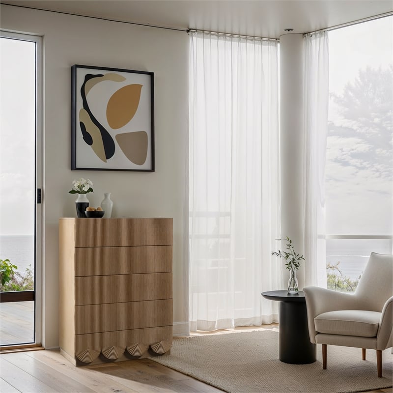 Meridian Furniture Scallop Natural Oak Veneer Chest