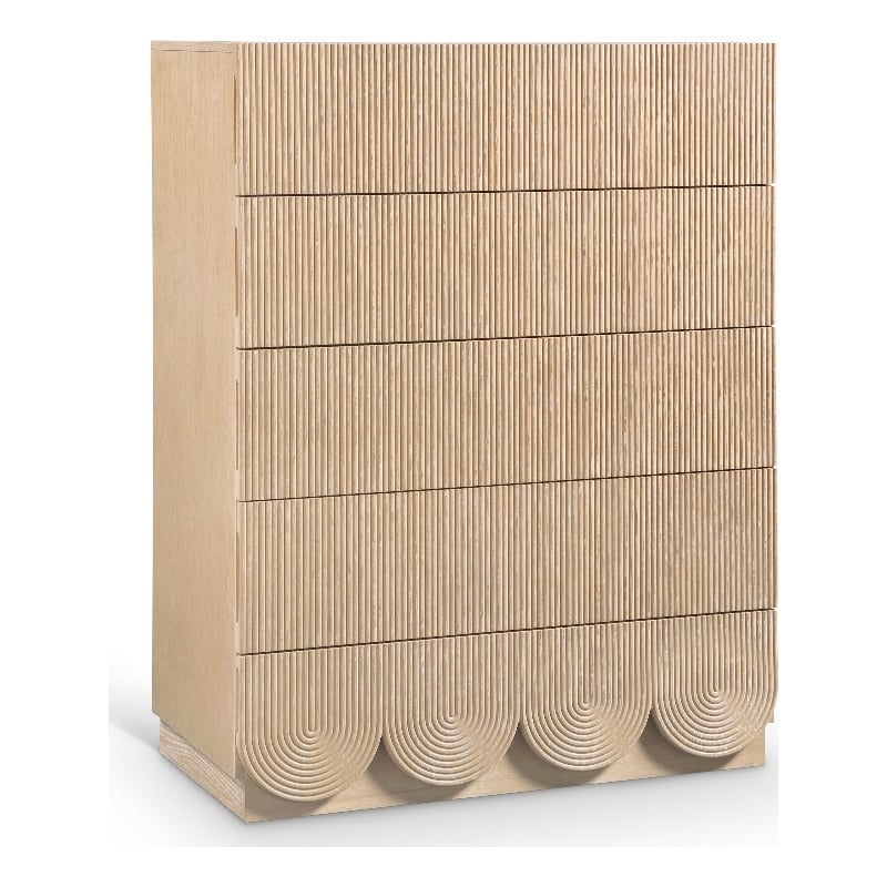 Meridian Furniture Scallop Natural Oak Veneer Chest