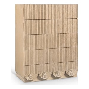 Meridian Furniture Scallop Natural Oak Veneer Chest