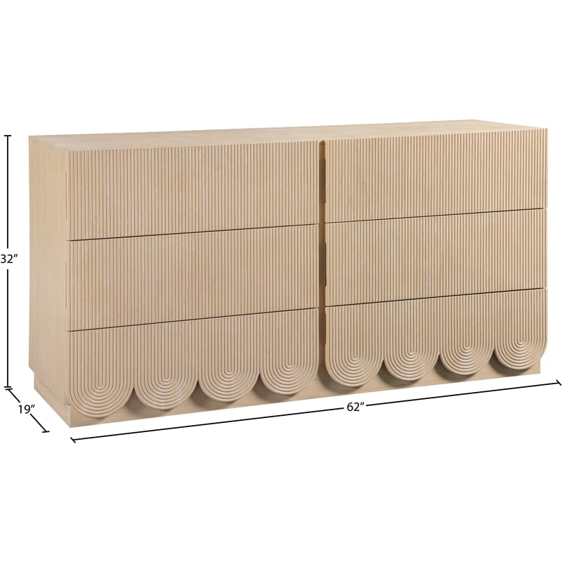 Meridian Furniture Scallop Natural Oak Veneer Dresser