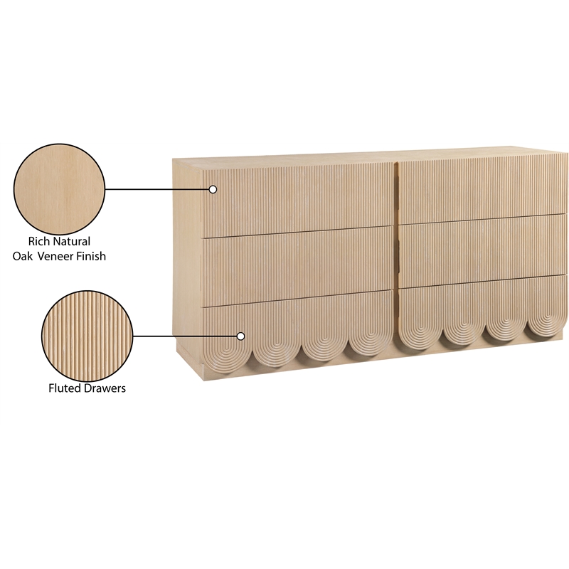 Meridian Furniture Scallop Natural Oak Veneer Dresser
