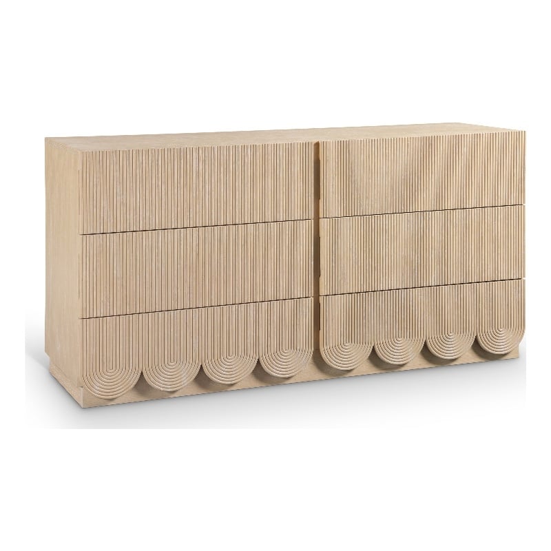 Meridian Furniture Scallop Natural Oak Veneer Dresser