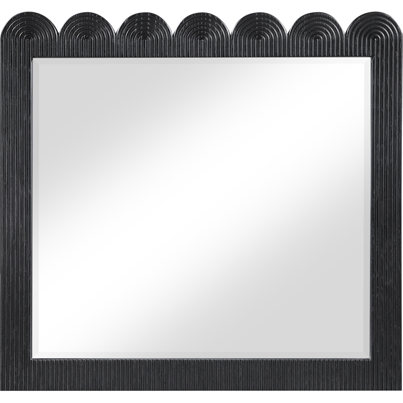 Meridian Furniture Scallop Black Oak Veneer Mirror