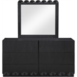 Meridian Furniture Scallop Black Oak Veneer Mirror