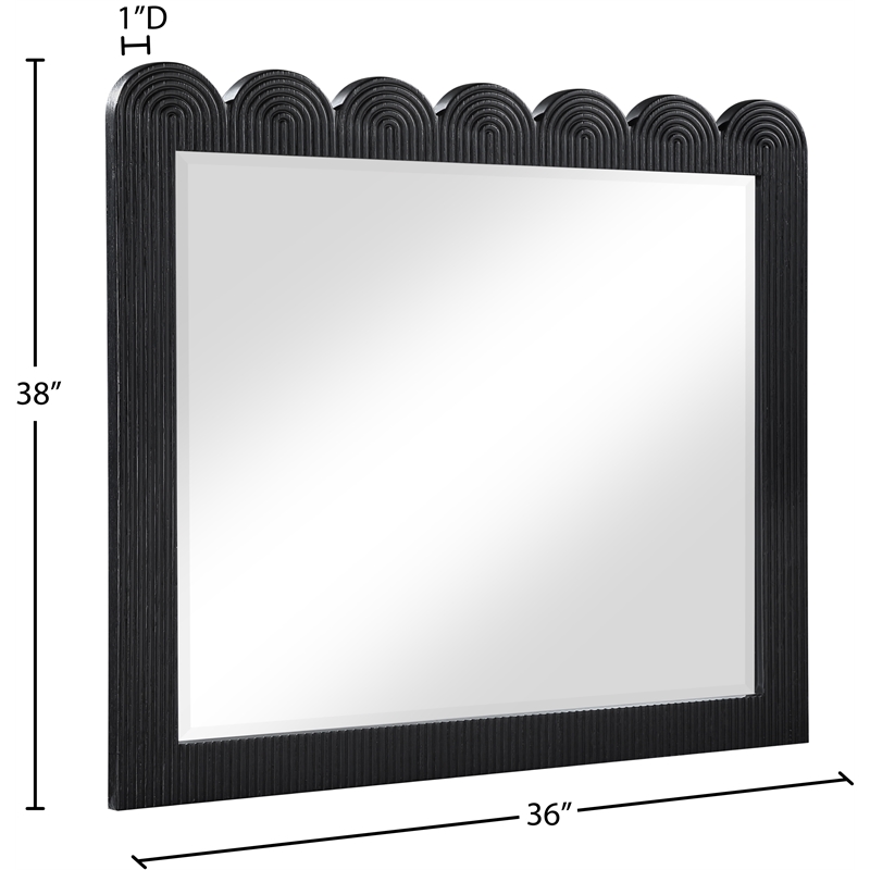 Meridian Furniture Scallop Black Oak Veneer Mirror