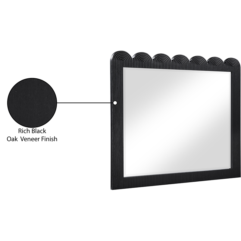 Meridian Furniture Scallop Black Oak Veneer Mirror