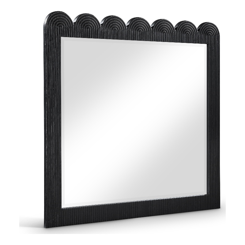 Meridian Furniture Scallop Black Oak Veneer Mirror