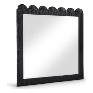 Meridian Furniture Scallop Black Oak Veneer Mirror