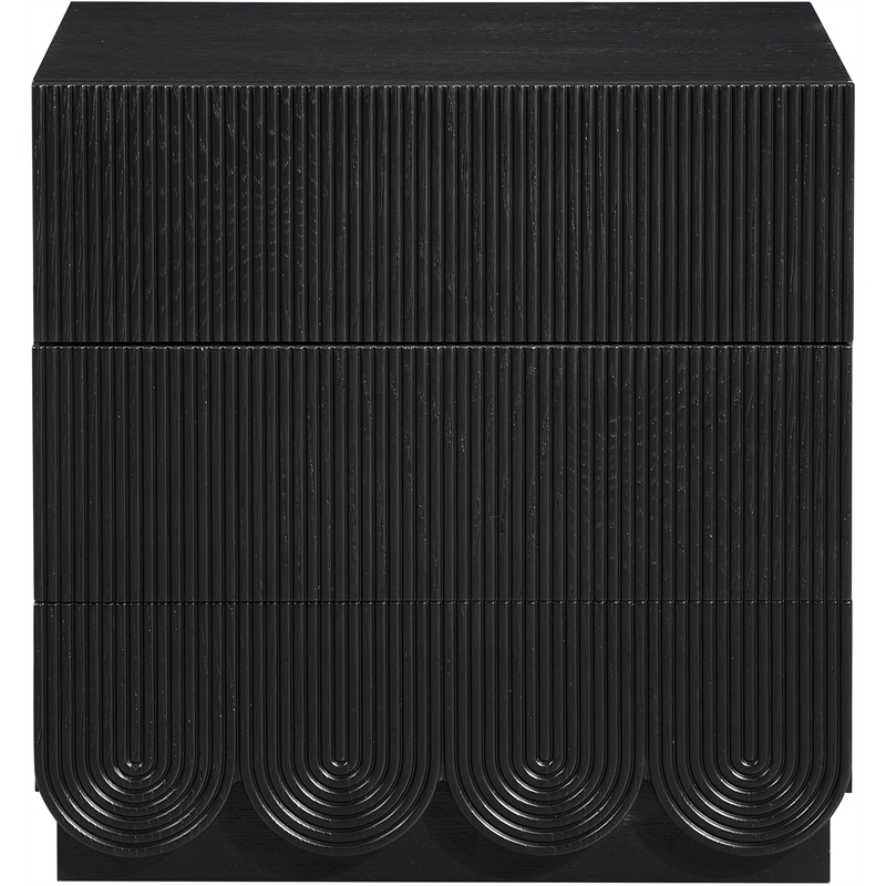 Meridian Furniture Scallop Black Oak Veneer Night Stand