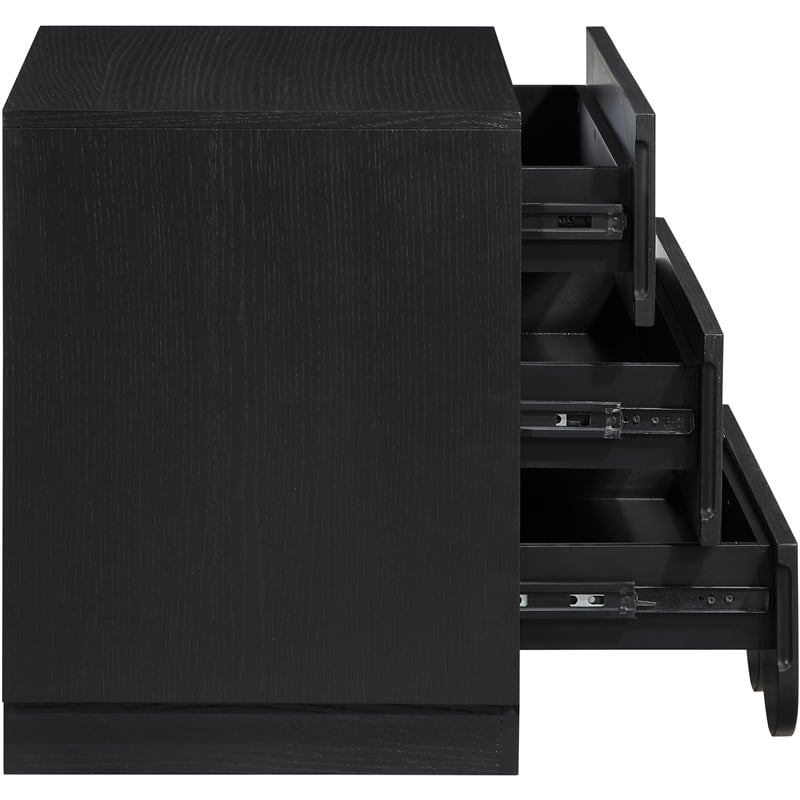 Meridian Furniture Scallop Black Oak Veneer Night Stand