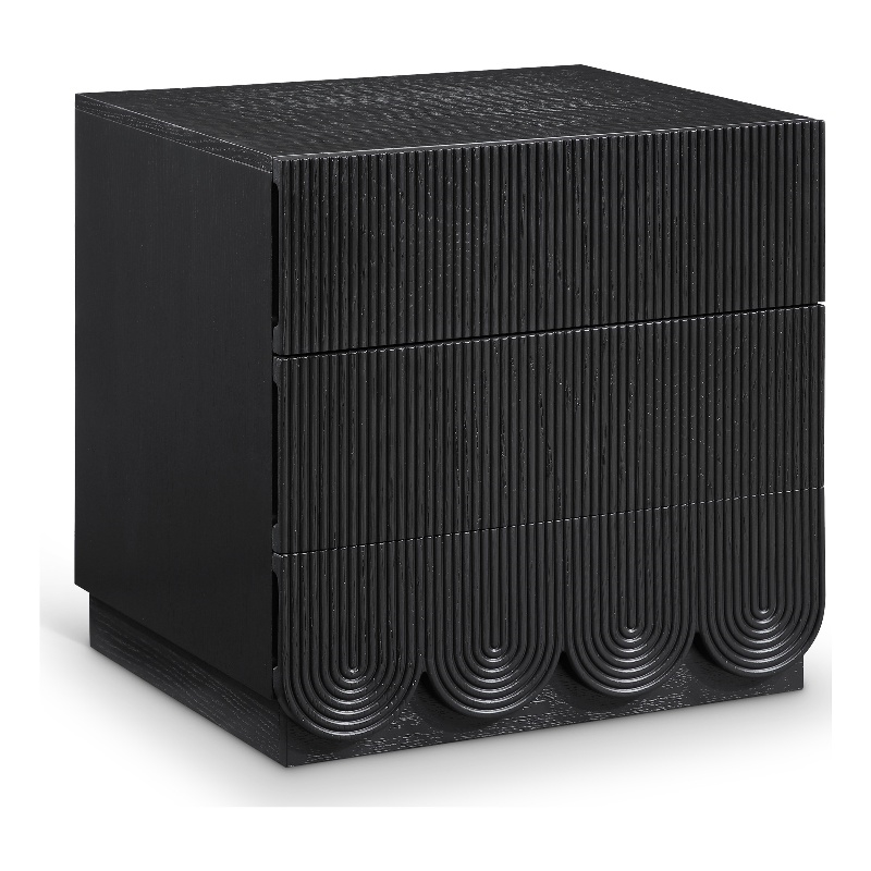 Meridian Furniture Scallop Black Oak Veneer Night Stand