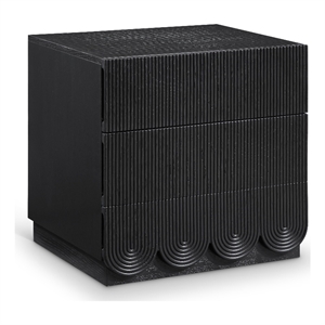 Meridian Furniture Scallop Black Oak Veneer Night Stand