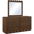 Meridian Furniture Scallop Brown Oak Veneer Mirror